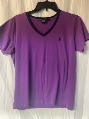 Ralph Lauren Sport Purple Tee with Navy Collar